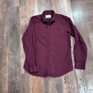 Father Sons Burgundy Egyptian Cotton Long Sleeve Button Down Shirt Mens XL
